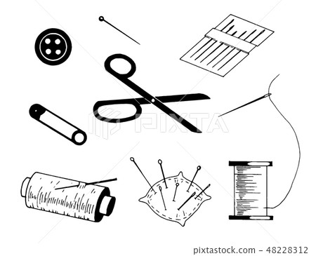 Simple Set of Sewing Related Vector Line Icons... - Stock Illustration ...