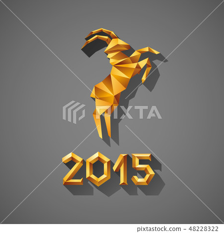 Polygonal golden ram sheep symbol of year illustration 48228322