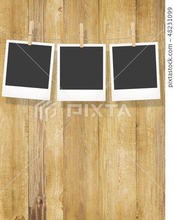 Template - Polaroid - Frame - Wood grain - clip 48231099