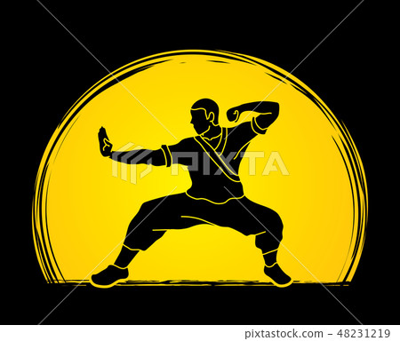Kung fu action ready to fight graphic vector Kung fu action ready to fight graphic vector 48231219