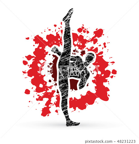 Kung fu, Karate high kick front view vector Kung fu, Karate high kick front view vector 48231223