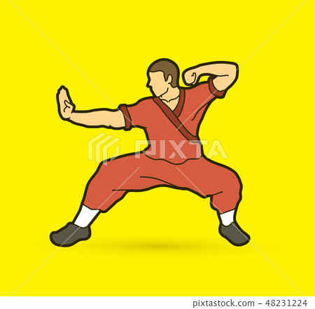Kung fu action ready to fight graphic vector Kung fu action ready to fight graphic vector 48231224