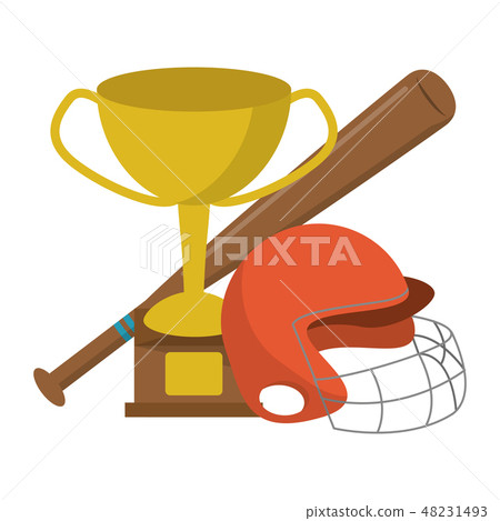 baseball helmet bat and trophy cup 48231493