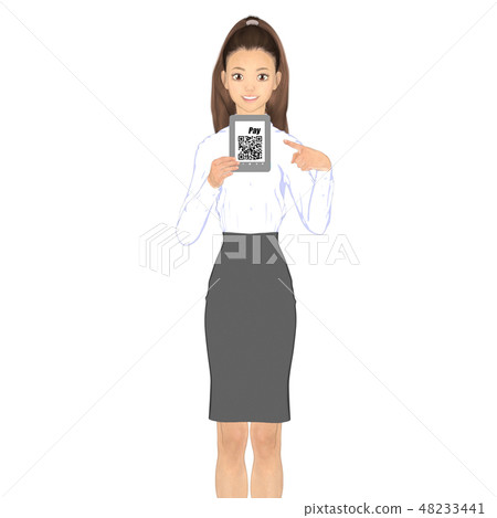Woman recommending cashless settlement perming2DCG Illustration material Woman recommending cashless settlement perming2DCG Illustration material 48233441