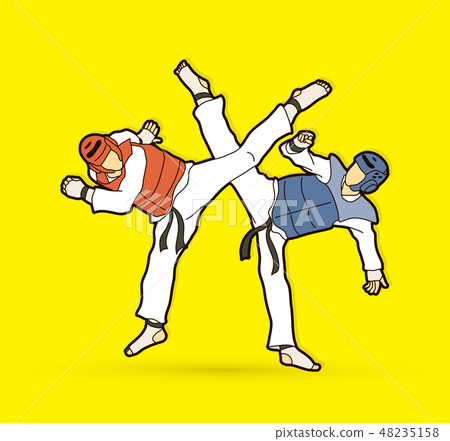 Taekwondo fighting graphic vector. Taekwondo fighting graphic vector. 48235158