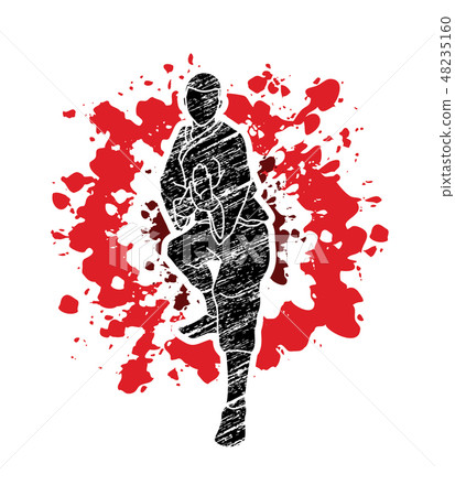 Kung fu action ready to fight front view vector Kung fu action ready to fight front view vector 48235160