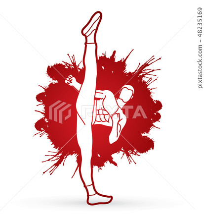 Kung fu, Karate high kick front view vector Kung fu, Karate high kick front view vector 48235169