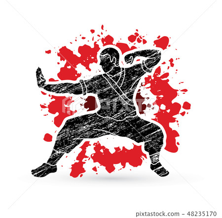 Kung fu action ready to fight graphic vector Kung fu action ready to fight graphic vector 48235170