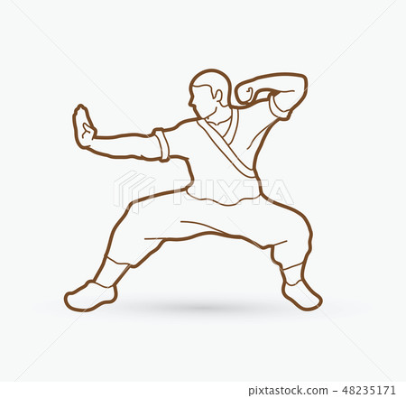 Kung fu action ready to fight  graphic vector 48235171