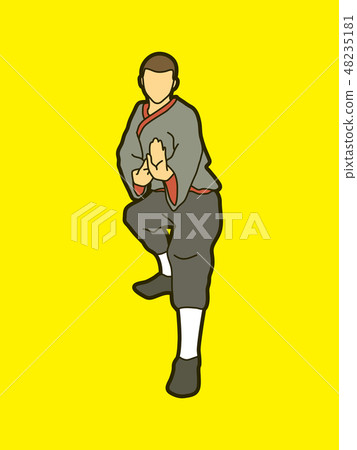 Kung fu action ready to fight front view graphic Kung fu action ready to fight front view graphic 48235181
