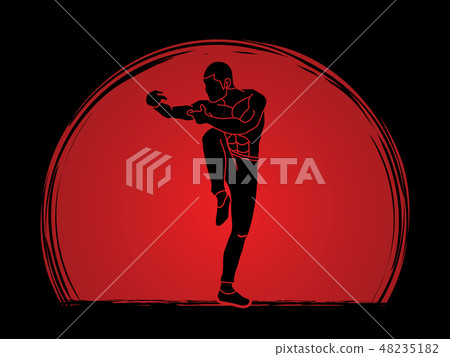 Drunken Kung fu pose graphic vector. 48235182