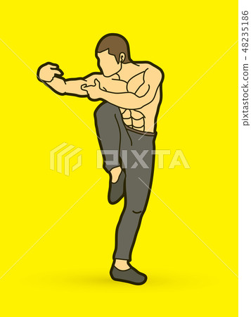 Drunken Kung fu pose graphic vector. 48235186