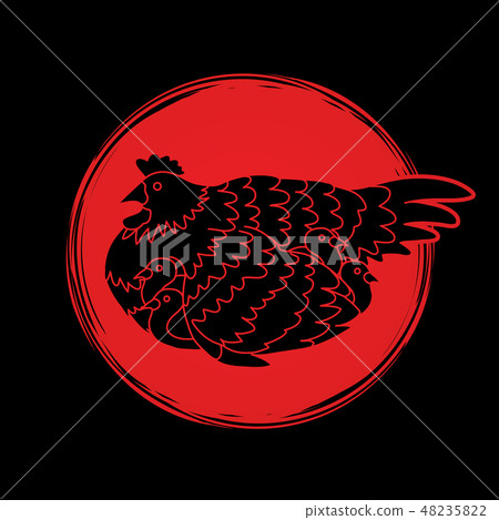 Hen with chicken graphic vector Hen with chicken graphic vector 48235822