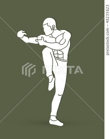 Drunken Kung fu pose graphic vector Drunken Kung fu pose graphic vector 48235823
