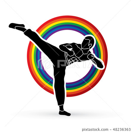 Kung fu, Karate kick graphic vector Kung fu, Karate kick graphic vector 48236363