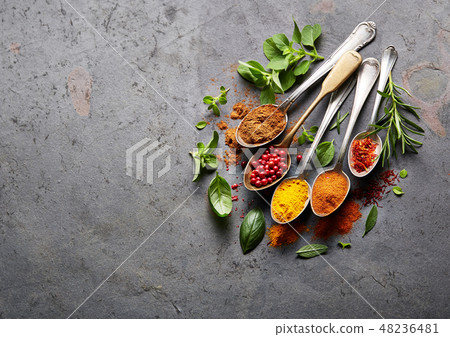 Spices on black board 48236481