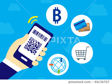 Smartless cashless settlement Simple background... - Stock Illustration ...