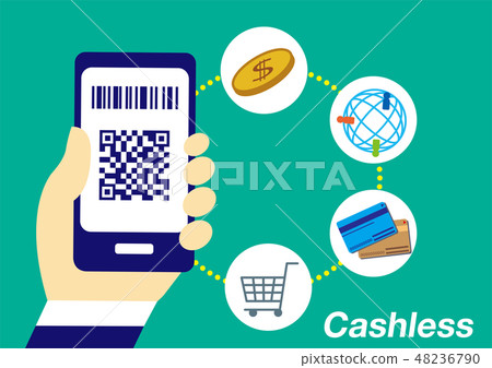 Smartless cashless settlement Simple background... - Stock Illustration ...