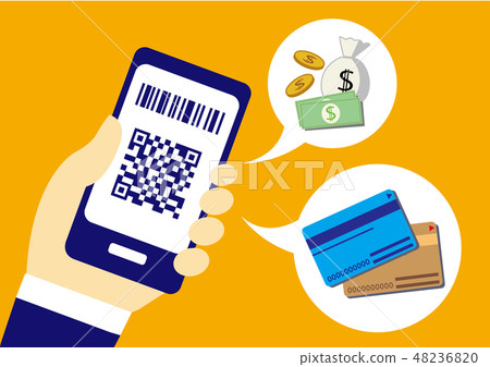 Smartless cashless settlement Simple background... - Stock Illustration ...