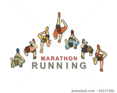 People running top view with text graphic vector 48237166