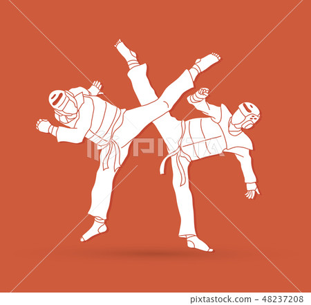 Taekwondo fighting graphic vector. Taekwondo fighting graphic vector. 48237208