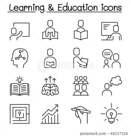 Education & Learning icon set in thin line stlye - Stock Illustration ...