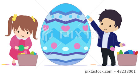 做復活節彩蛋的孩子淺蘭 48238001