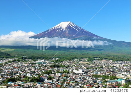 山梨縣Aozora Fujiyoshida市和富士山 山梨縣Aozora Fujiyoshida市和富士山 48238478