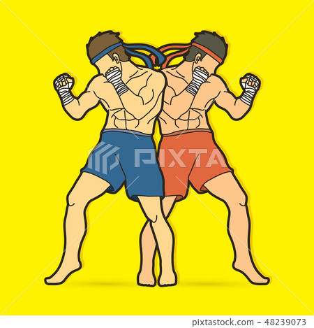 Muay Thai, Thai boxing standing ready to fight   48239073
