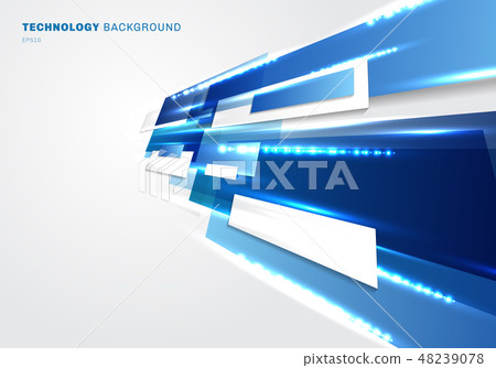 Abstract 3d blue and white rectangles motion 48239078
