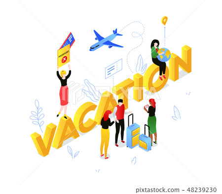 Vacation and travel - modern colorful isometric vector illustration 48239230