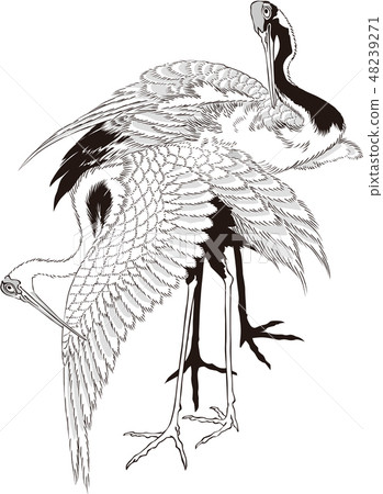 Ukiyo-e Tsuru Part 3 B & W 48239271