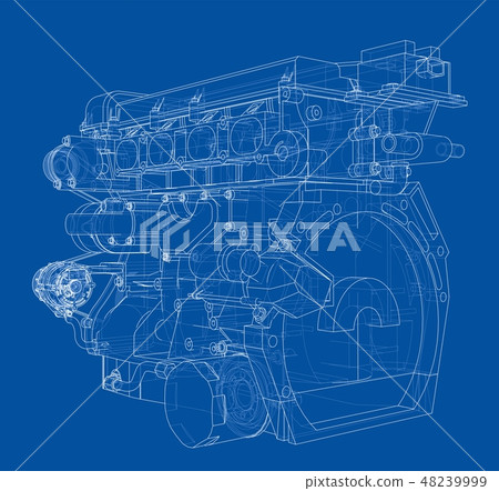 Engine sketch. Vector rendering of 3d 48239999