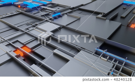 Abstract background of random cubes with bright segments Abstract background of random cubes with bright segments 48240128