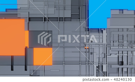 Abstract background of random cubes with bright segments Abstract background of random cubes with bright segments 48240130