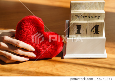 Calendar with Valentines day date Calendar with Valentines day date 48240255