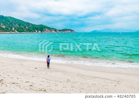 美麗的海灘香港常州島通灣海灘 48240705