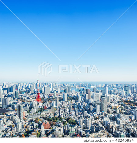 tokyo tower aerial view in Tokyo, Japan tokyo tower aerial view in Tokyo, Japan 48240984