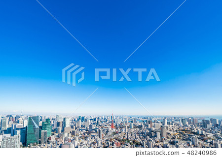 tokyo tower aerial view in Tokyo, Japan tokyo tower aerial view in Tokyo, Japan 48240986