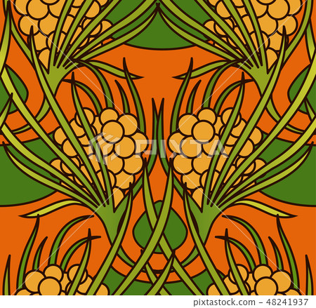 Vintage floral seamless ornament with bright colors. Vector illustration. 48241937