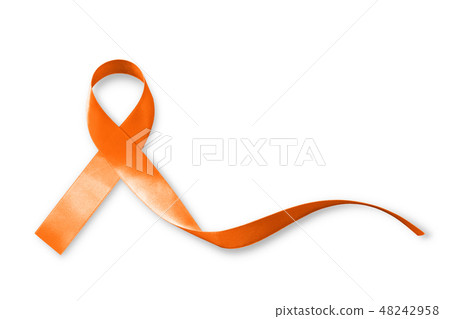 Orange ribbon isolated on white background Orange ribbon isolated on white background 48242958