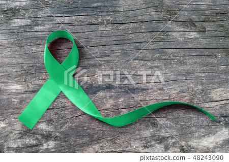 Green ribbon awareness symbolic bow for Leukemia 48243090