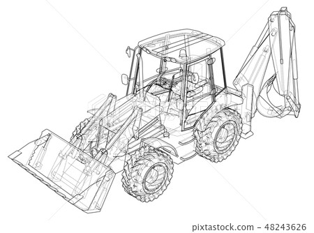Sketch of Loading Shovel with Back Actor Sketch of Loading Shovel with Back Actor 48243626