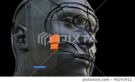 Futuristic robot of dark color with luminous parts 48243912