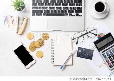 Credit card mobile phone notebook consumption tax support card phone payment mockup 48244031