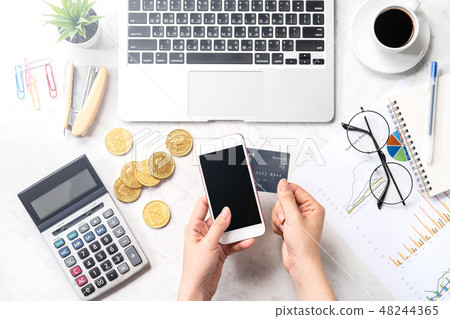 Female hand credit card mobile phone billing consumption tax support card phone payment mockup Female hand credit card mobile phone billing consumption tax support card phone payment mockup 48244365