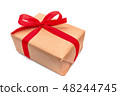 objects  Brown and white Gift box bow  48244745