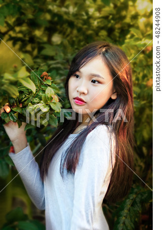 Beautiful young spring girl 48244908