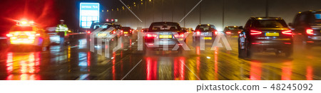 Cars British Rain Motorway Traffic Police Panorama Cars British Rain Motorway Traffic Police Panorama 48245092