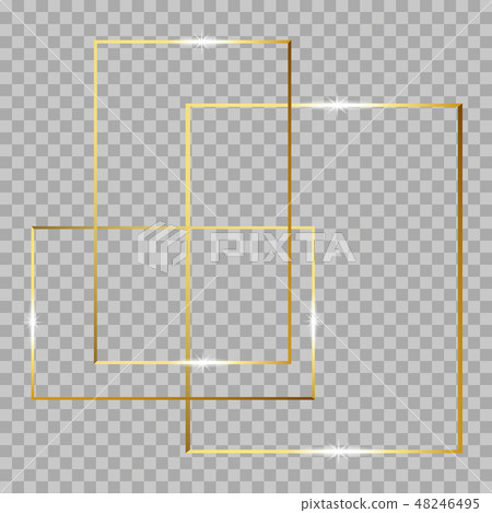 Gold shiny glowing vintage frame isolated on transparent background. Vector border illustration Gold shiny glowing vintage frame isolated on transparent background. Vector border illustration 48246495